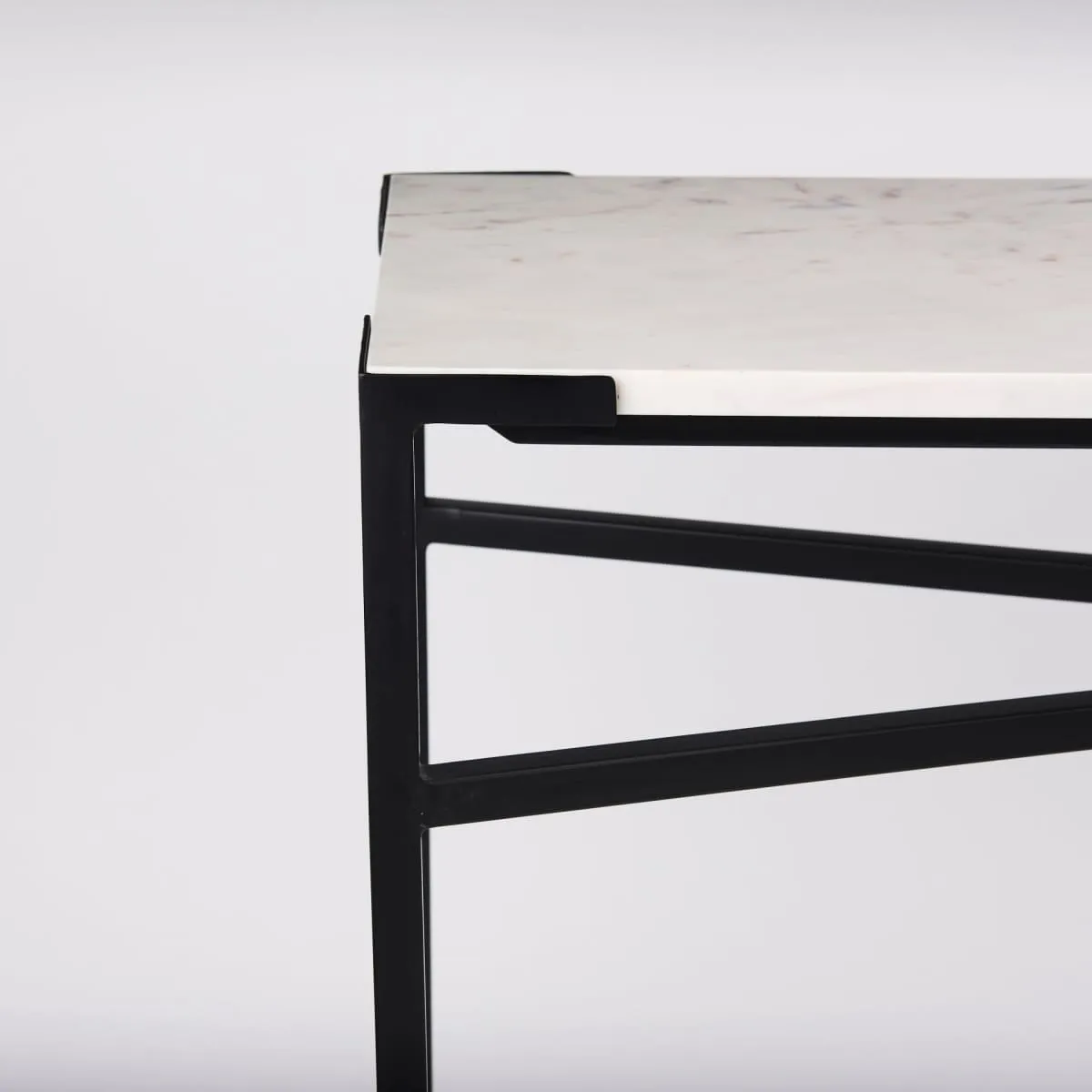 Lucas Console Table White Marble | Black Metal