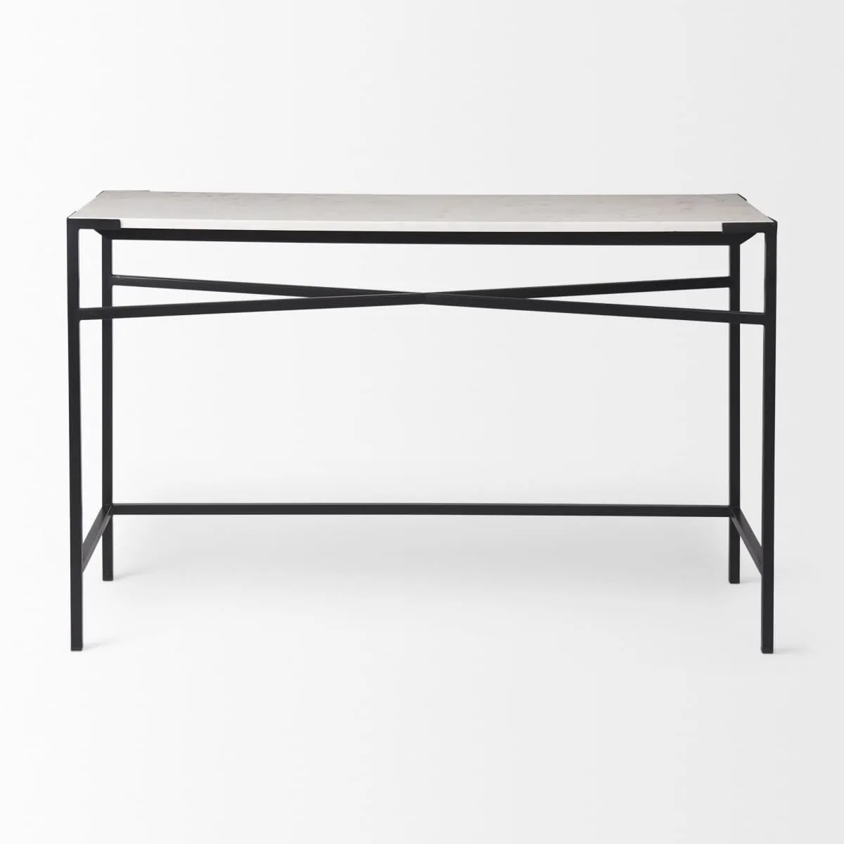 Lucas Console Table White Marble | Black Metal