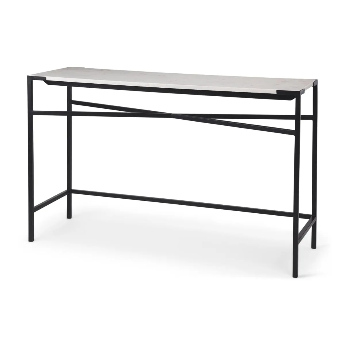 Lucas Console Table White Marble | Black Metal