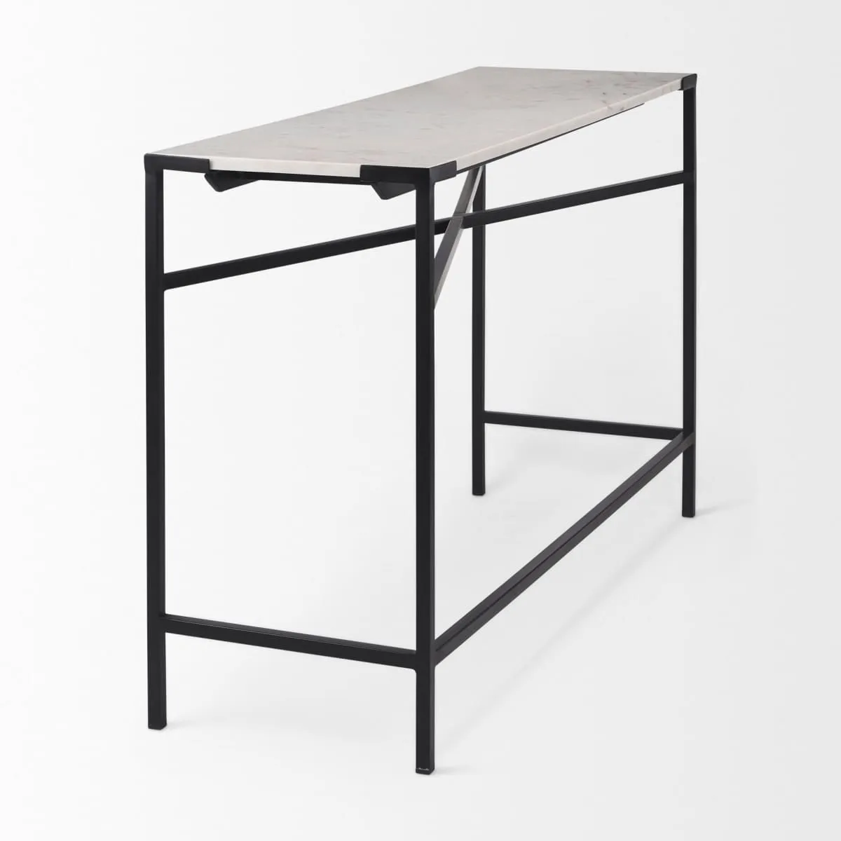 Lucas Console Table White Marble | Black Metal