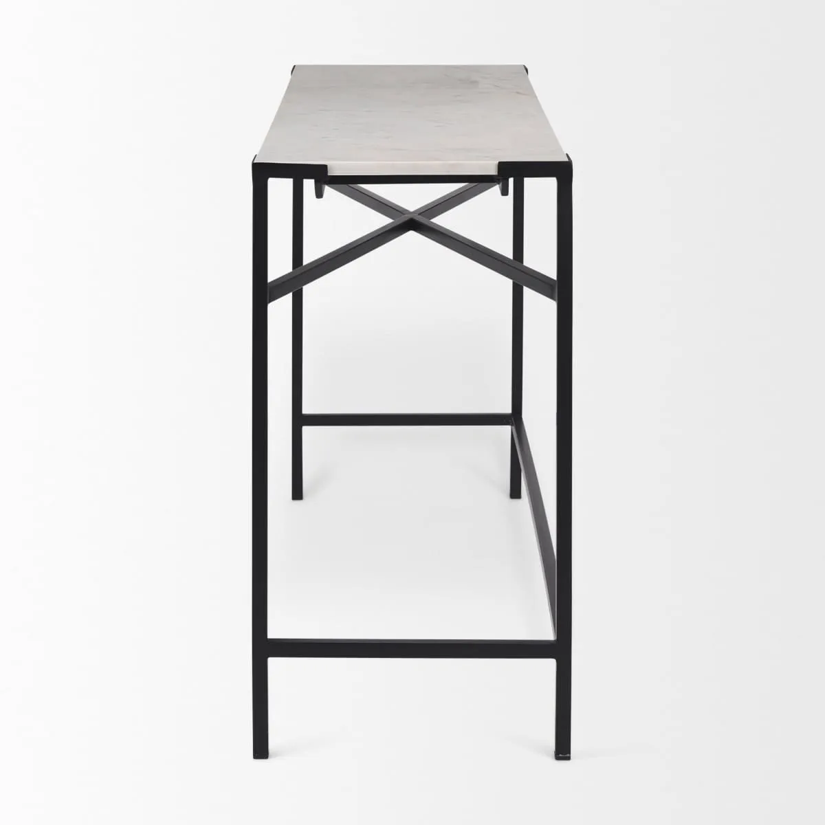 Lucas Console Table White Marble | Black Metal