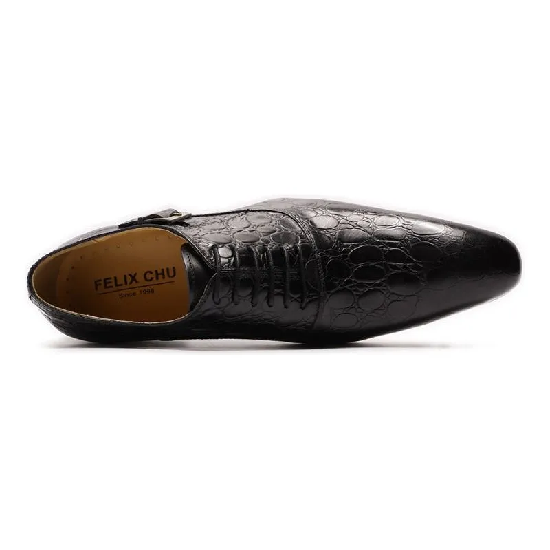 Luxury CrocLeather Pointed Toe Oxford Dress Shoes