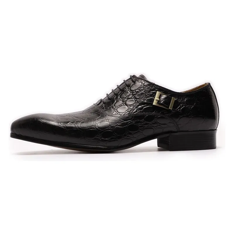 Luxury CrocLeather Pointed Toe Oxford Dress Shoes