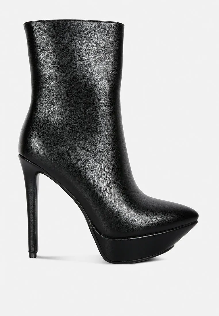 MAGNA Black Platform Heel Ankle Boot