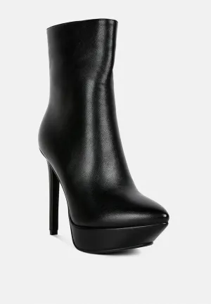 MAGNA Black Platform Heel Ankle Boot