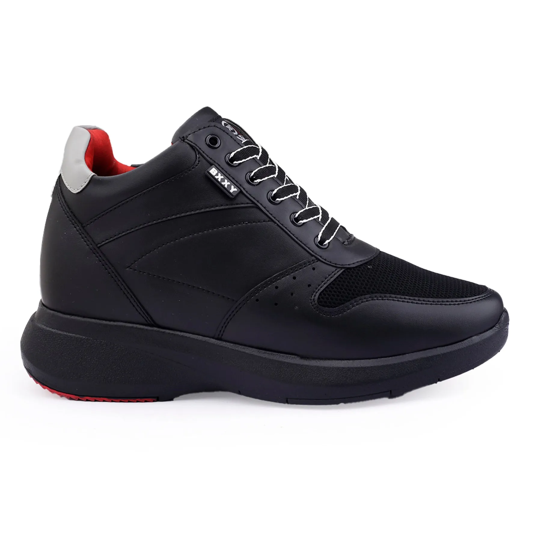 Men's Stylish Hidden Height Increasing Faux Leather Material Casual Outdoor Lace-Up Shoes