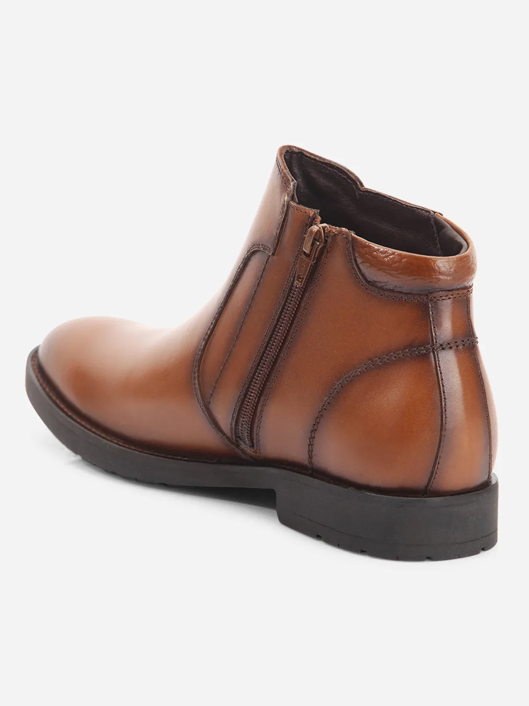 Men's Tan Round Toe Ankle Boot (ID2227)