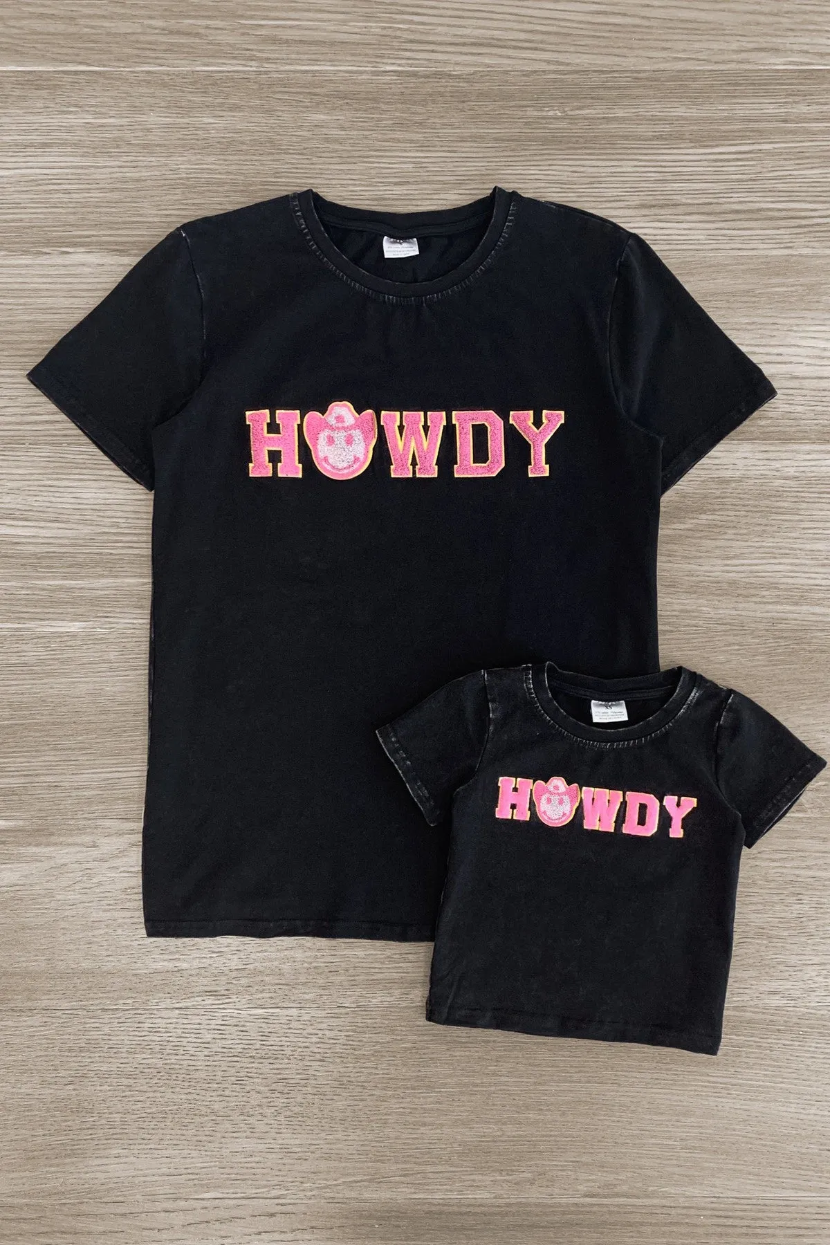 Mom & Me - "Howdy" Black Chenille Patch Top