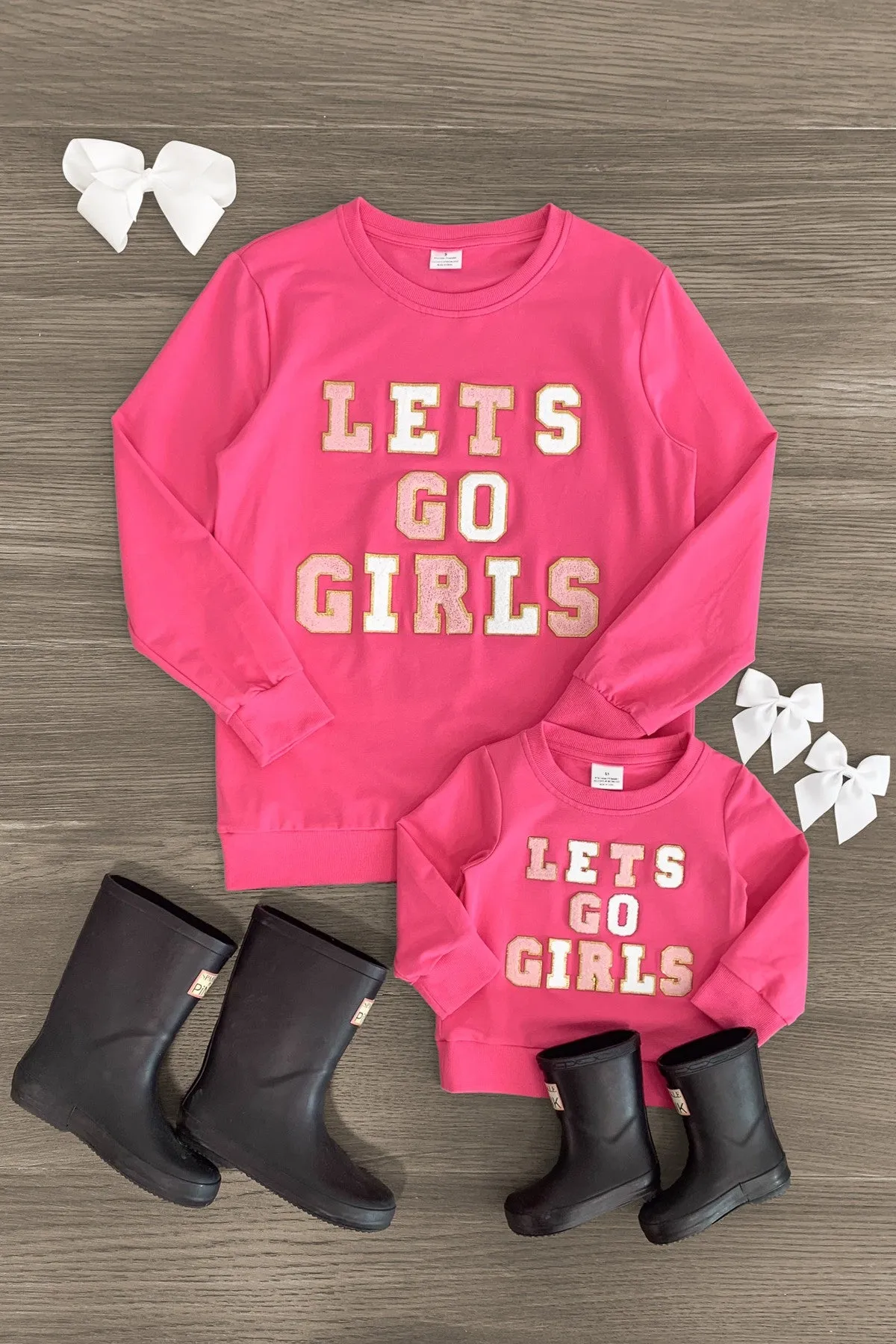 Mom & Me - "Let's Go Girls" Pink Long Sleeve Top