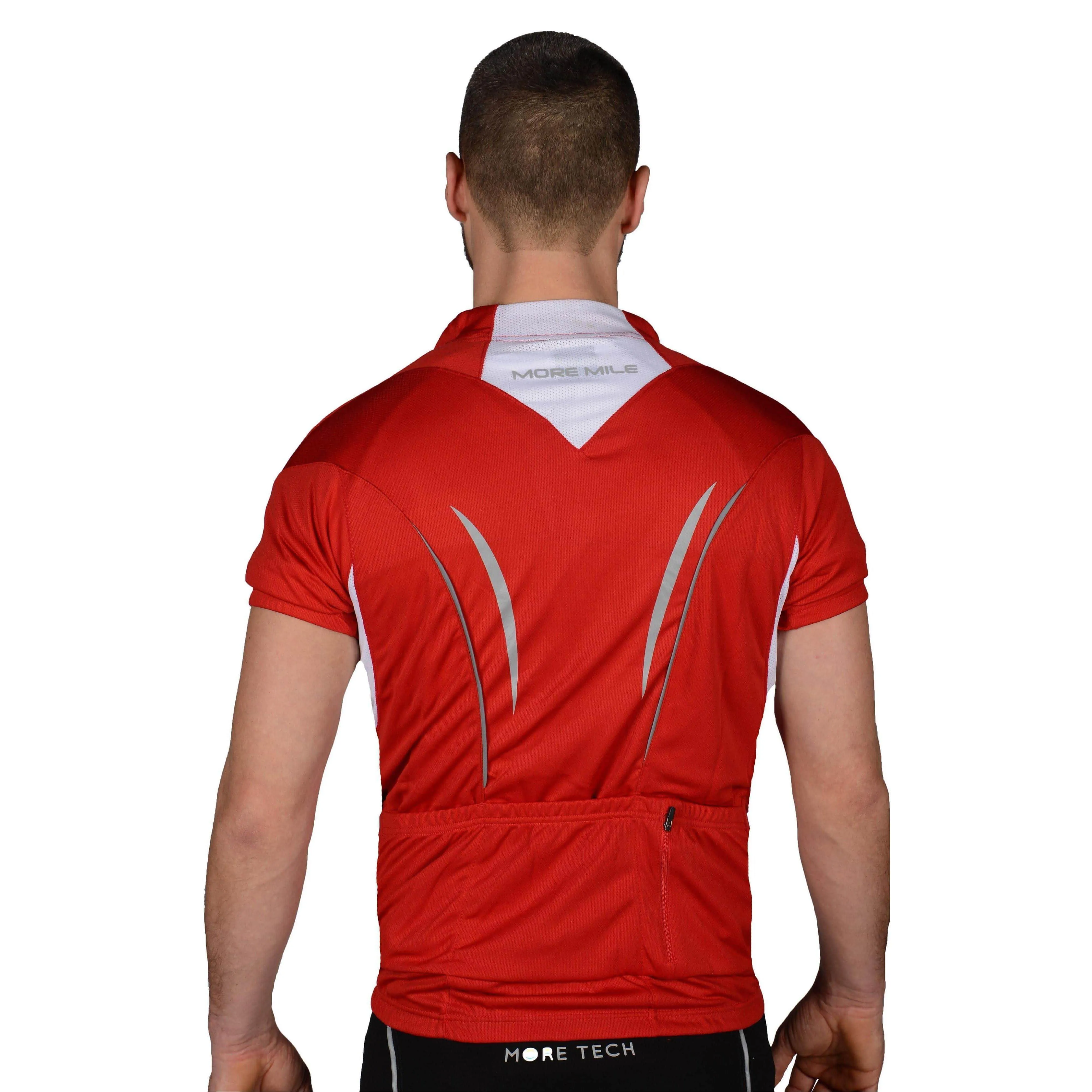 More Mile Short Sleeve Half Zip Mens Cycling Jersey - Red