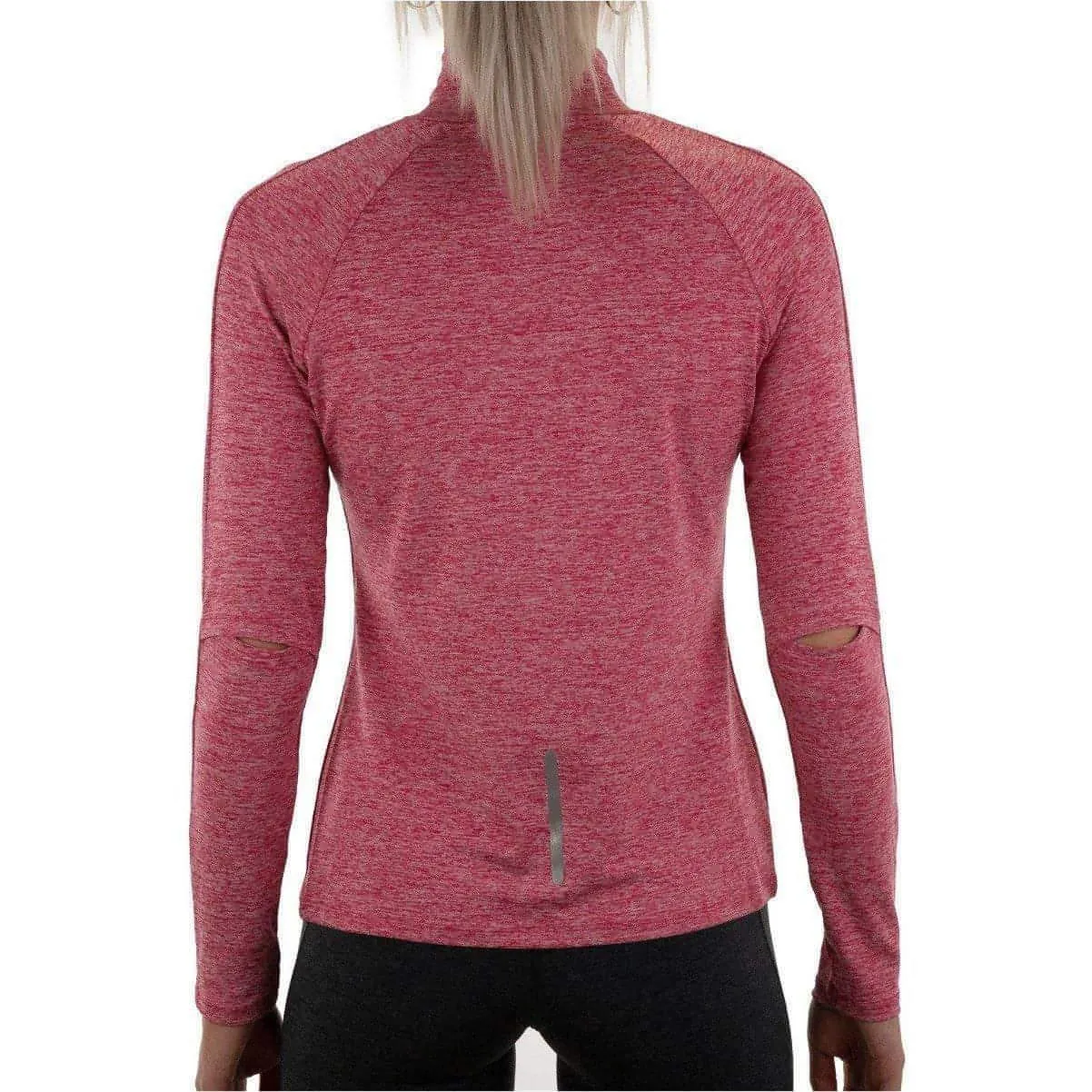 More Mile Train To Run Womens Long Sleeve Funnel Neck Running Top - Pink