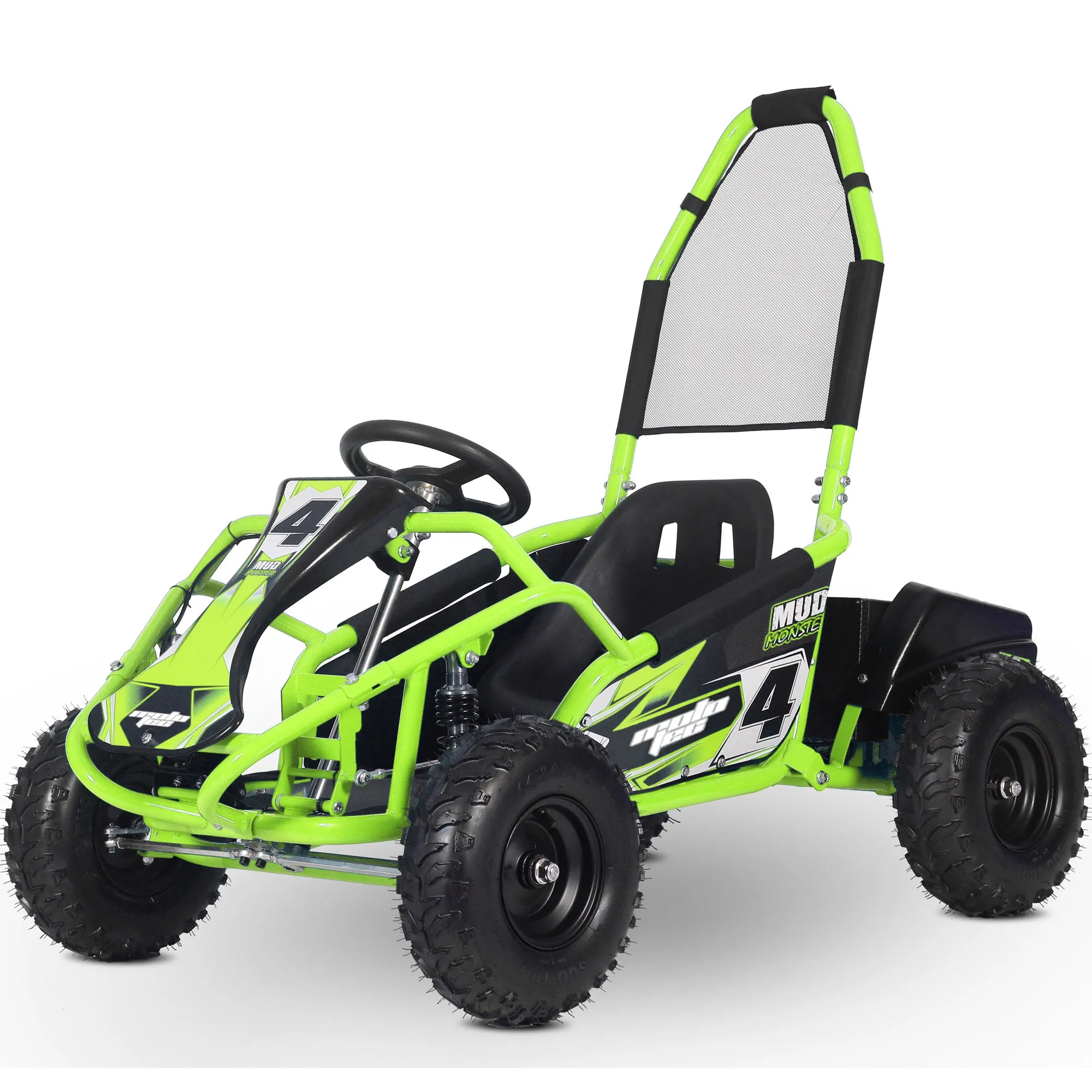 MotoTec Mud Monster Kids Electric 48v 1000w Go Kart Full Suspension Green