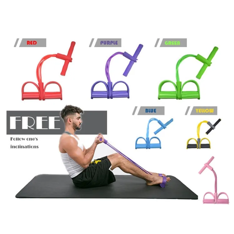 Multifunctional Four-Tube Pedal Puller Pedal Elastic Rope Sit-Ups Aid Abdomen Fitness Equipment(Green)