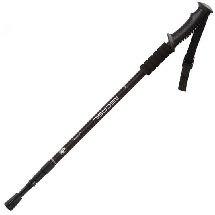 NECASIL Three-section Aluminum Alloy Straight Handle Retractable Trekking Trekking Pole(Black)