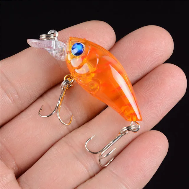 New 1pcs 4.5CM/4G Laser Hard Crank Fishing Lure Crankbait Treble Hooks 3D Eyes Bait Fishing Tackle