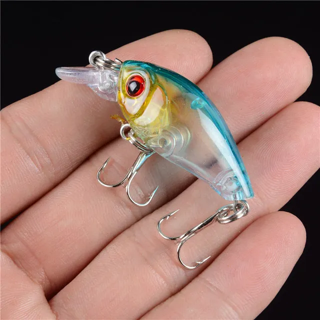 New 1pcs 4.5CM/4G Laser Hard Crank Fishing Lure Crankbait Treble Hooks 3D Eyes Bait Fishing Tackle