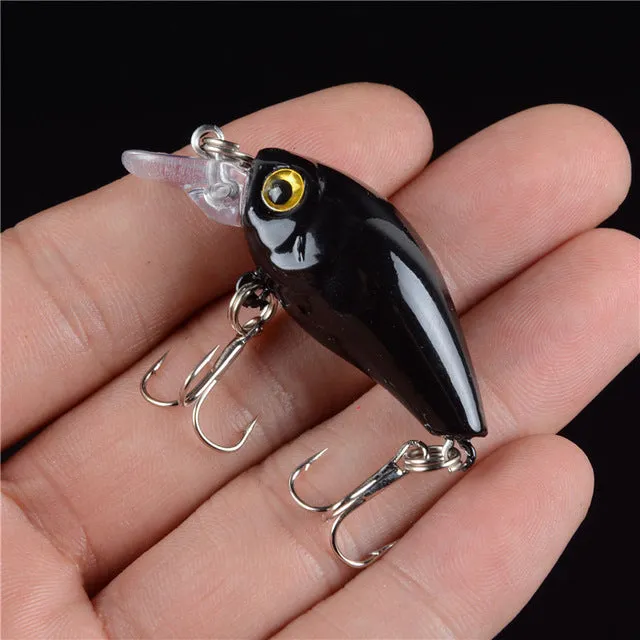 New 1pcs 4.5CM/4G Laser Hard Crank Fishing Lure Crankbait Treble Hooks 3D Eyes Bait Fishing Tackle