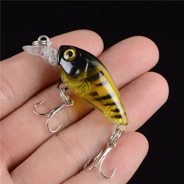 New 1pcs 4.5CM/4G Laser Hard Crank Fishing Lure Crankbait Treble Hooks 3D Eyes Bait Fishing Tackle