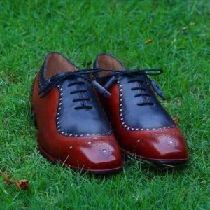 New Handmade Men Whole Cut brown and blue Shoes, Oxford shoes, Leather shoes