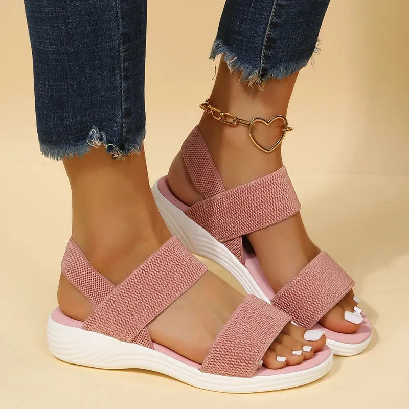 New Women's Wedge Platform Cozy Sandals Ladies Outdoor Beach Casual Elastic Band Designer Shoes Sandal Women Summer Footwear