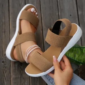 New Women's Wedge Platform Cozy Sandals Ladies Outdoor Beach Casual Elastic Band Designer Shoes Sandal Women Summer Footwear