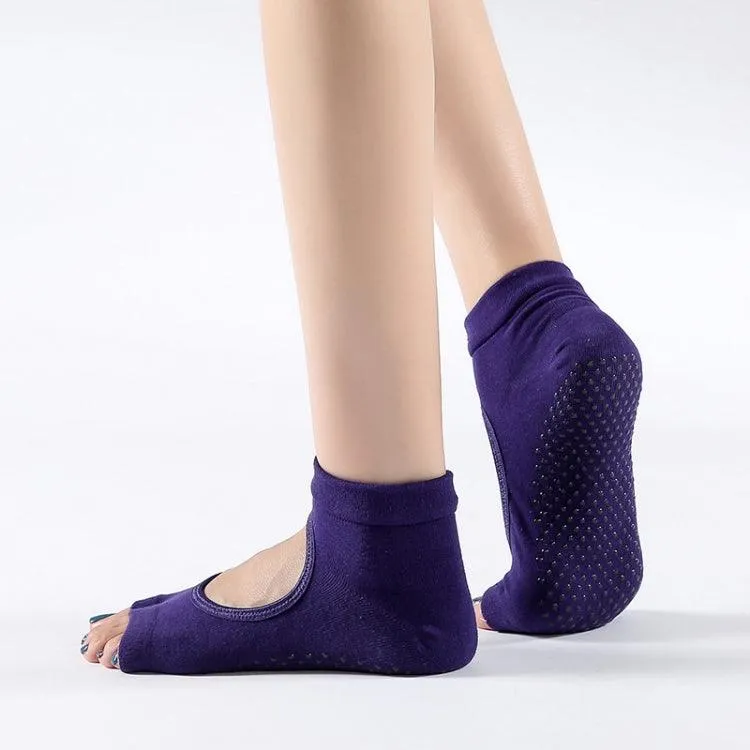 Non-Slip Cotton Two-Toed Yoga Socks - 2 Pairs for Women, Breathable and Shock-Absorbing