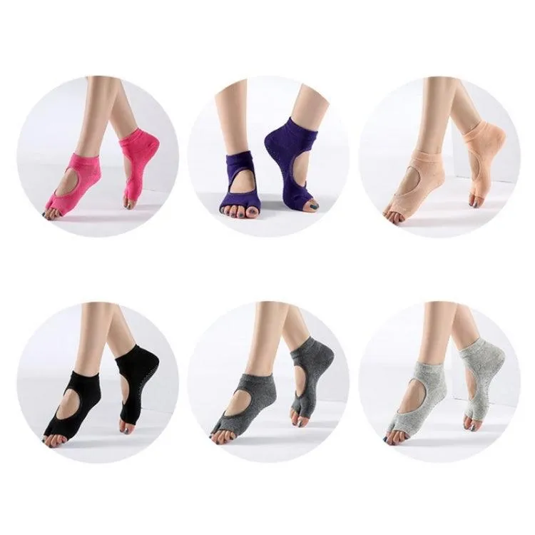 Non-Slip Cotton Two-Toed Yoga Socks - 2 Pairs for Women, Breathable and Shock-Absorbing