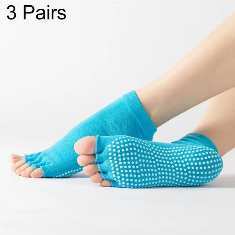 Non-Slip Five-Finger Dance Socks - 3 Pairs Open-Toe Yoga Socks for Indoor Sports