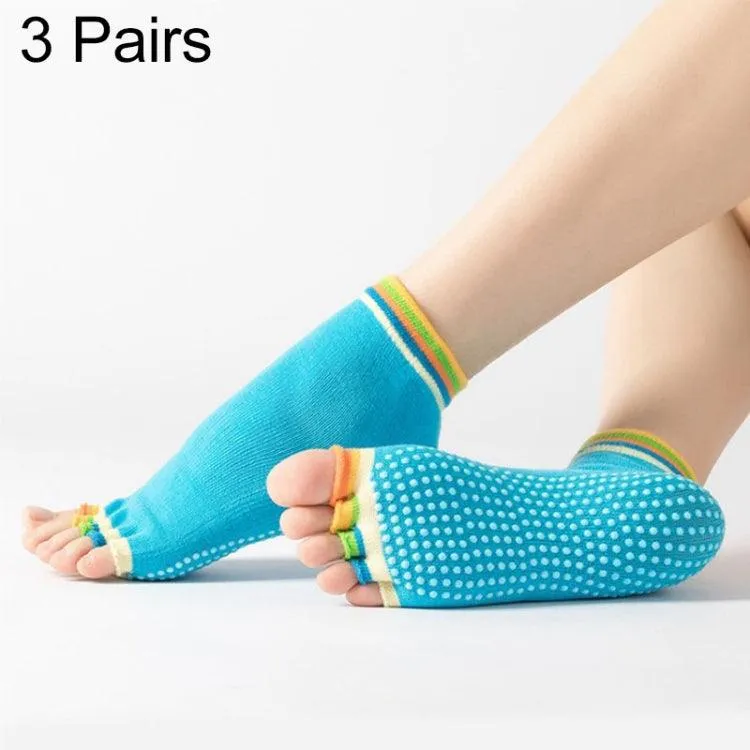 Non-Slip Five-Finger Dance Socks - 3 Pairs Open-Toe Yoga Socks for Indoor Sports