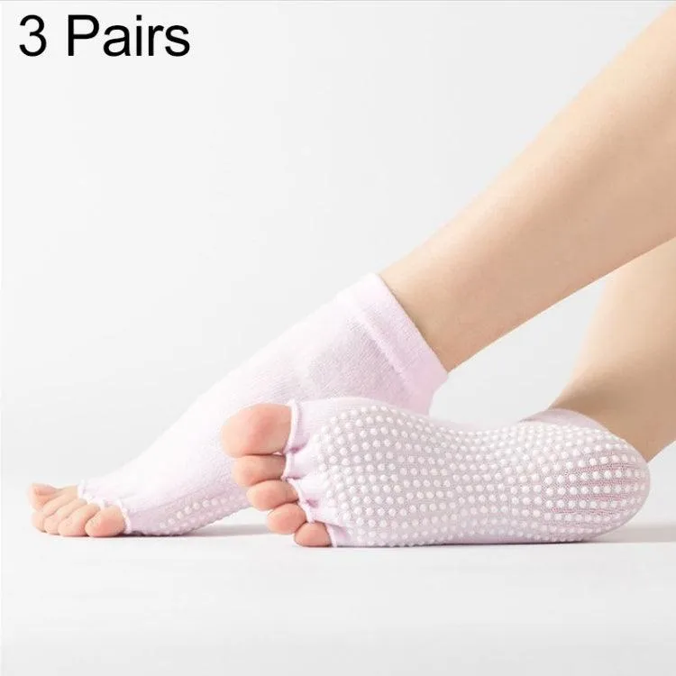 Non-Slip Five-Finger Dance Socks - 3 Pairs Open-Toe Yoga Socks for Indoor Sports