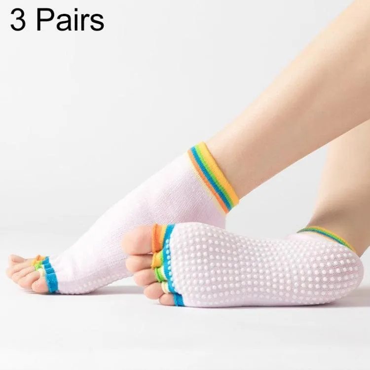 Non-Slip Five-Finger Dance Socks - 3 Pairs Open-Toe Yoga Socks for Indoor Sports