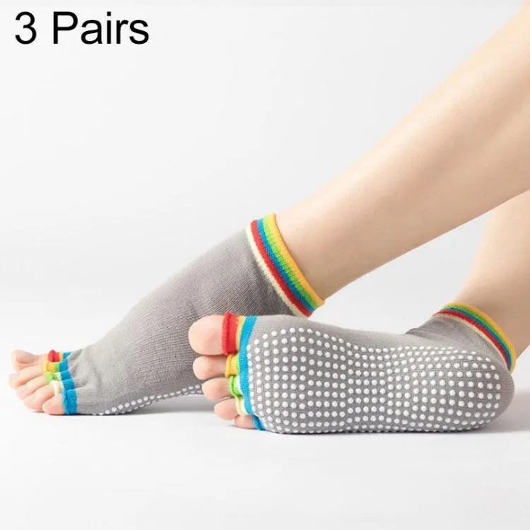 Non-Slip Five-Finger Dance Socks - 3 Pairs Open-Toe Yoga Socks for Indoor Sports