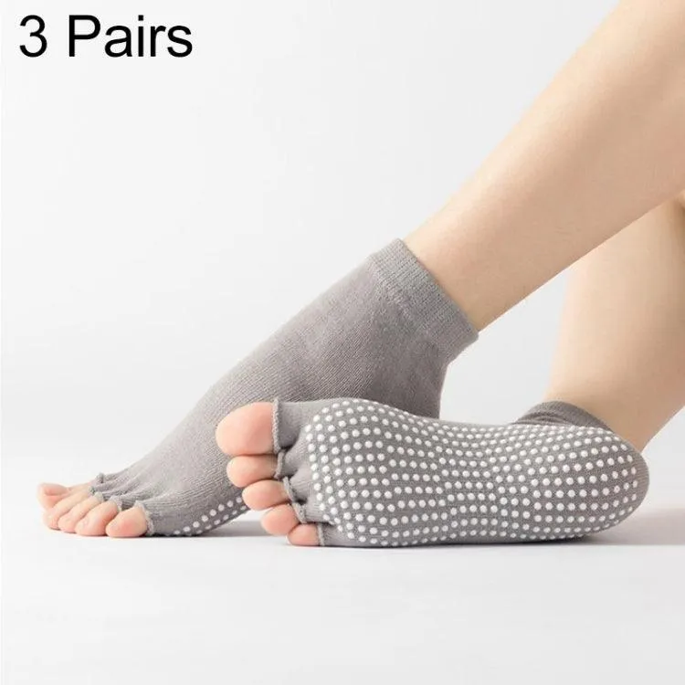 Non-Slip Five-Finger Dance Socks - 3 Pairs Open-Toe Yoga Socks for Indoor Sports