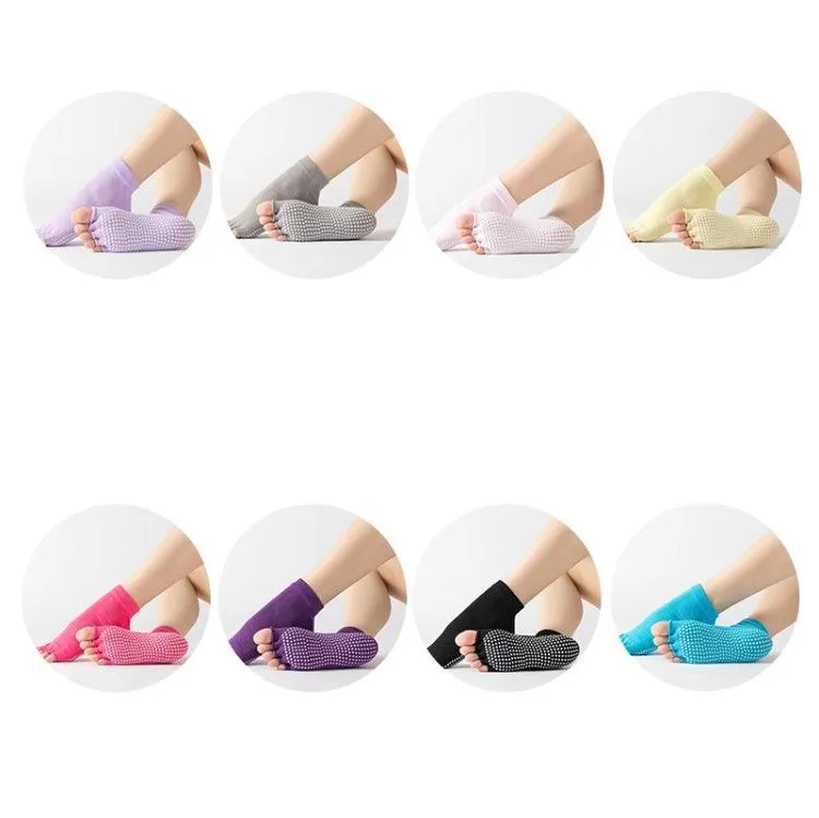 Non-Slip Five-Finger Dance Socks - 3 Pairs Open-Toe Yoga Socks for Indoor Sports