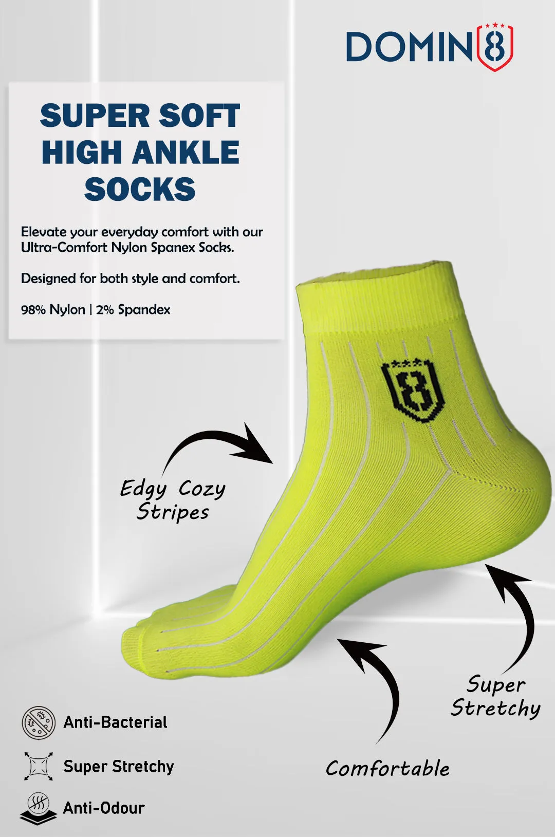 Nylon High Ankle Socks  - Neon