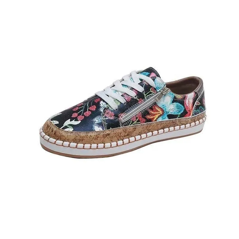 OCW Elegant Women Floral Print Sneakers Comfortable Walking Shoes