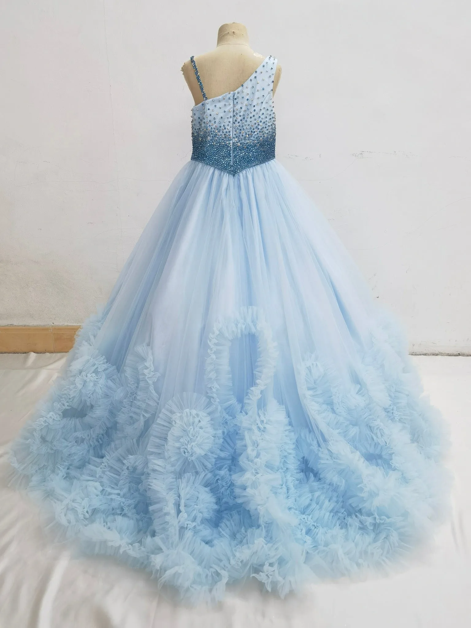 One Shoulder Little Girls Elegant Prom Pageant Couture