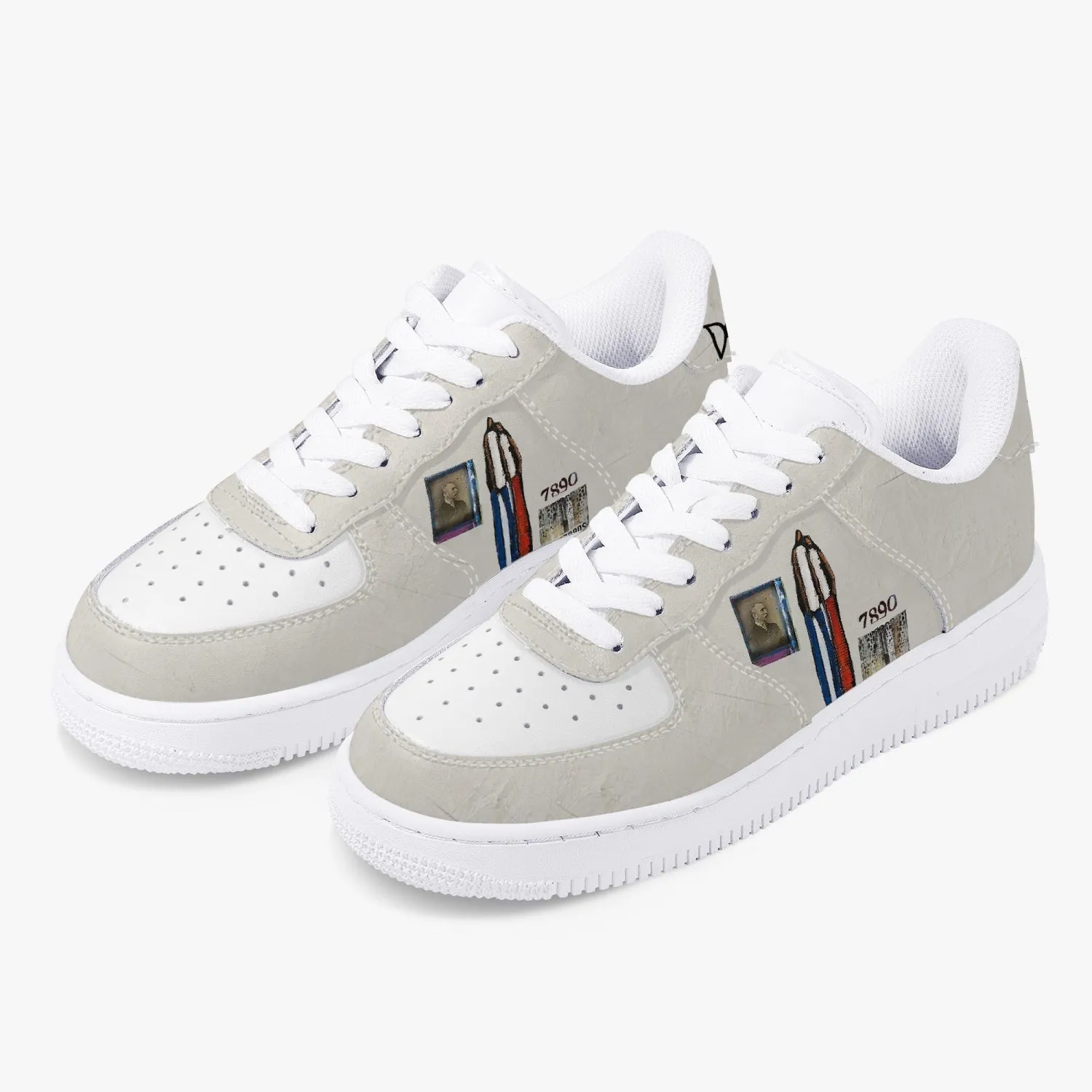 Open arms Low-Top Leather Sports Sneakers