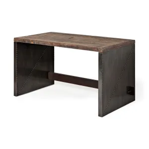 Orwell Office Desk Brown Wood | Black Metal