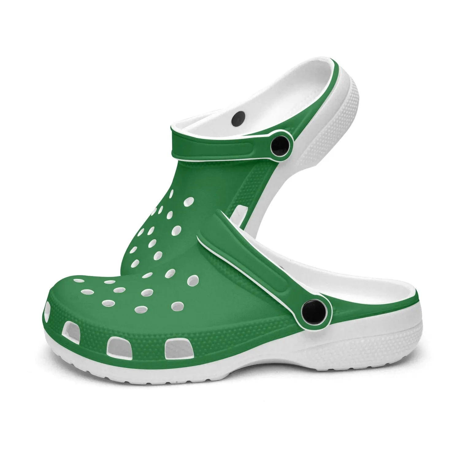 Pine Green Color Unisex Clogs, Best Solid Green Color Unisex Classic Lightweight Best Sandals For Men or Women