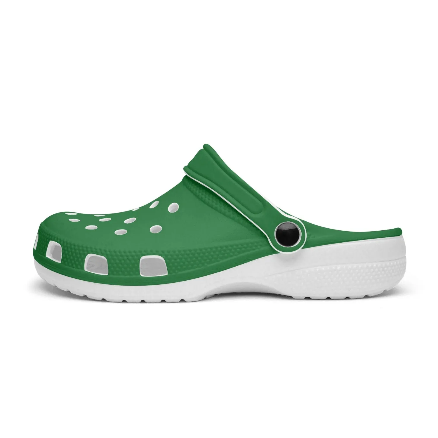 Pine Green Color Unisex Clogs, Best Solid Green Color Unisex Classic Lightweight Best Sandals For Men or Women