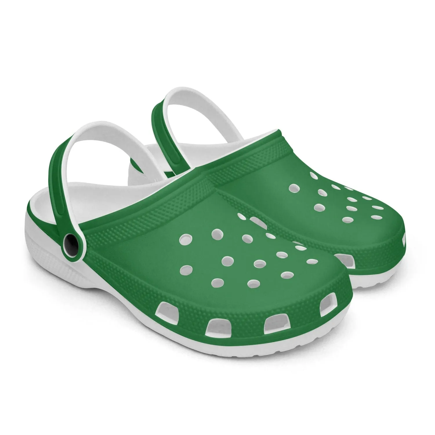 Pine Green Color Unisex Clogs, Best Solid Green Color Unisex Classic Lightweight Best Sandals For Men or Women