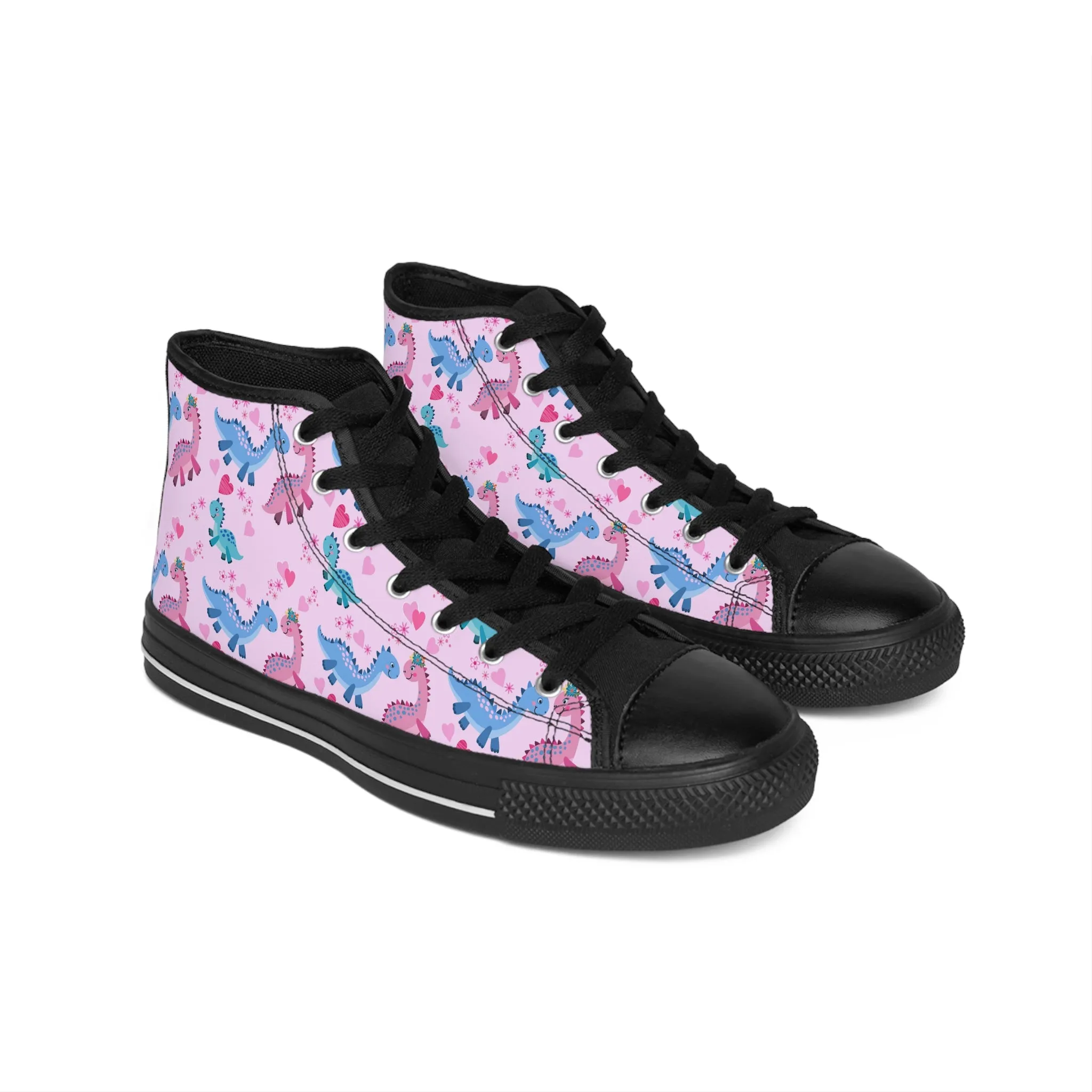 Pink and Blue Dinosaurs Women's Classic Sneakers