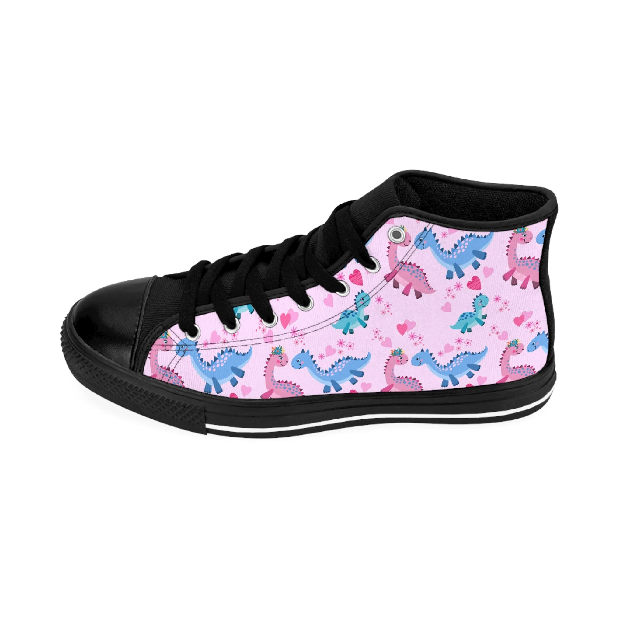 Pink and Blue Dinosaurs Women's Classic Sneakers