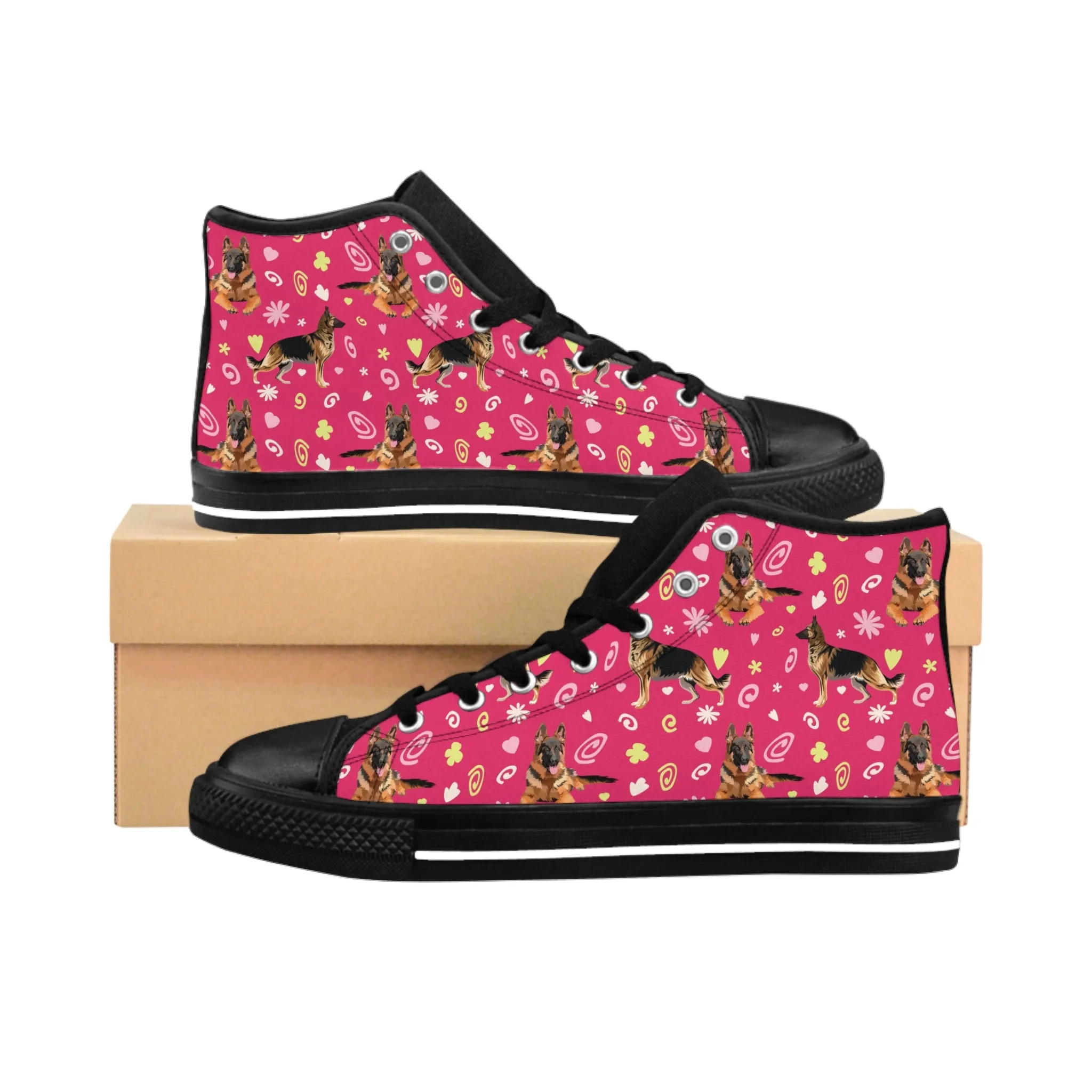 Pink German Sheperd Women's Classic Sneakers