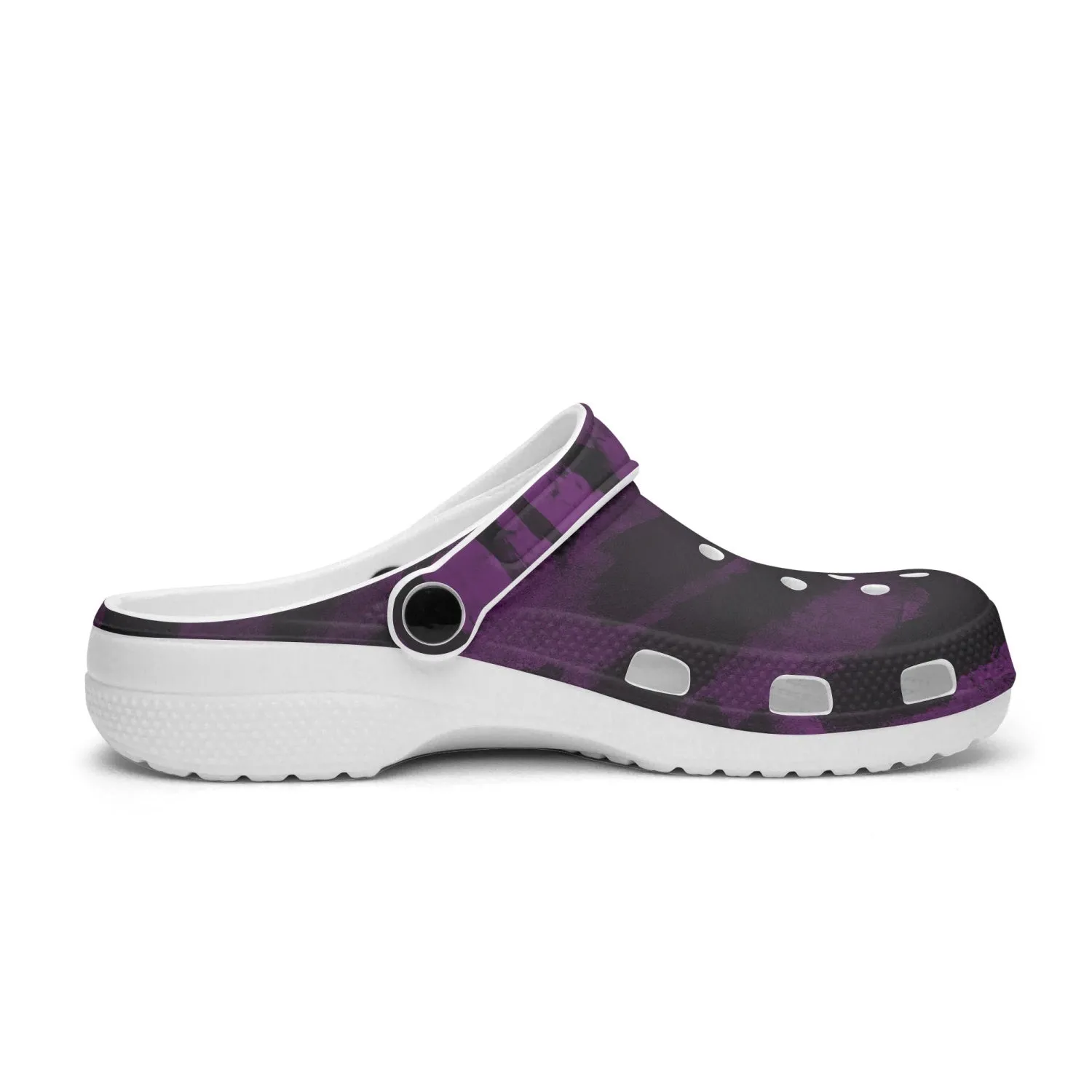 Purple Tiger Slip On Sandals, Tiger Striped Animal Print Unisex Printed Clogs For Men or Women