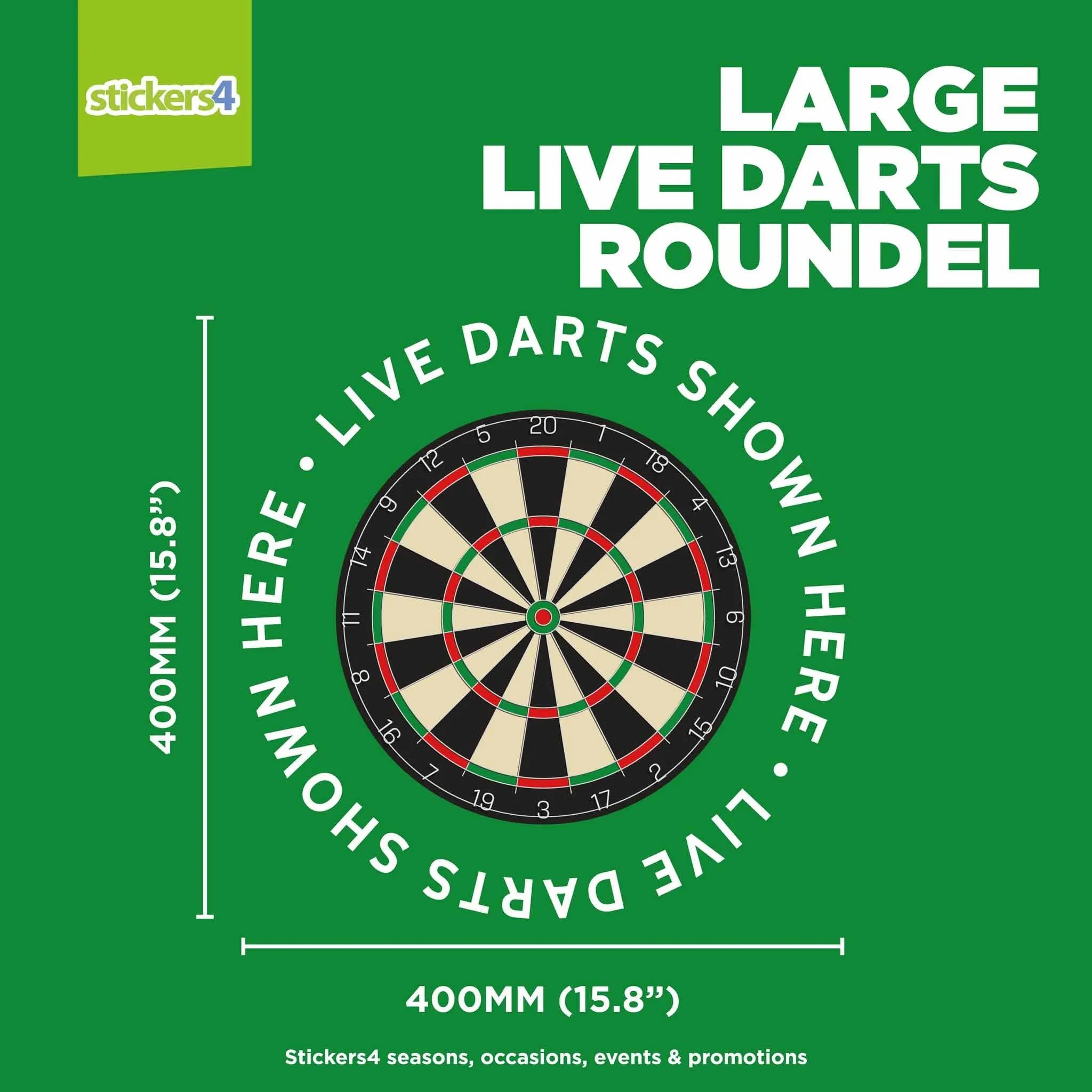 "Live Darts Shown Here" Roundel Window Sticker