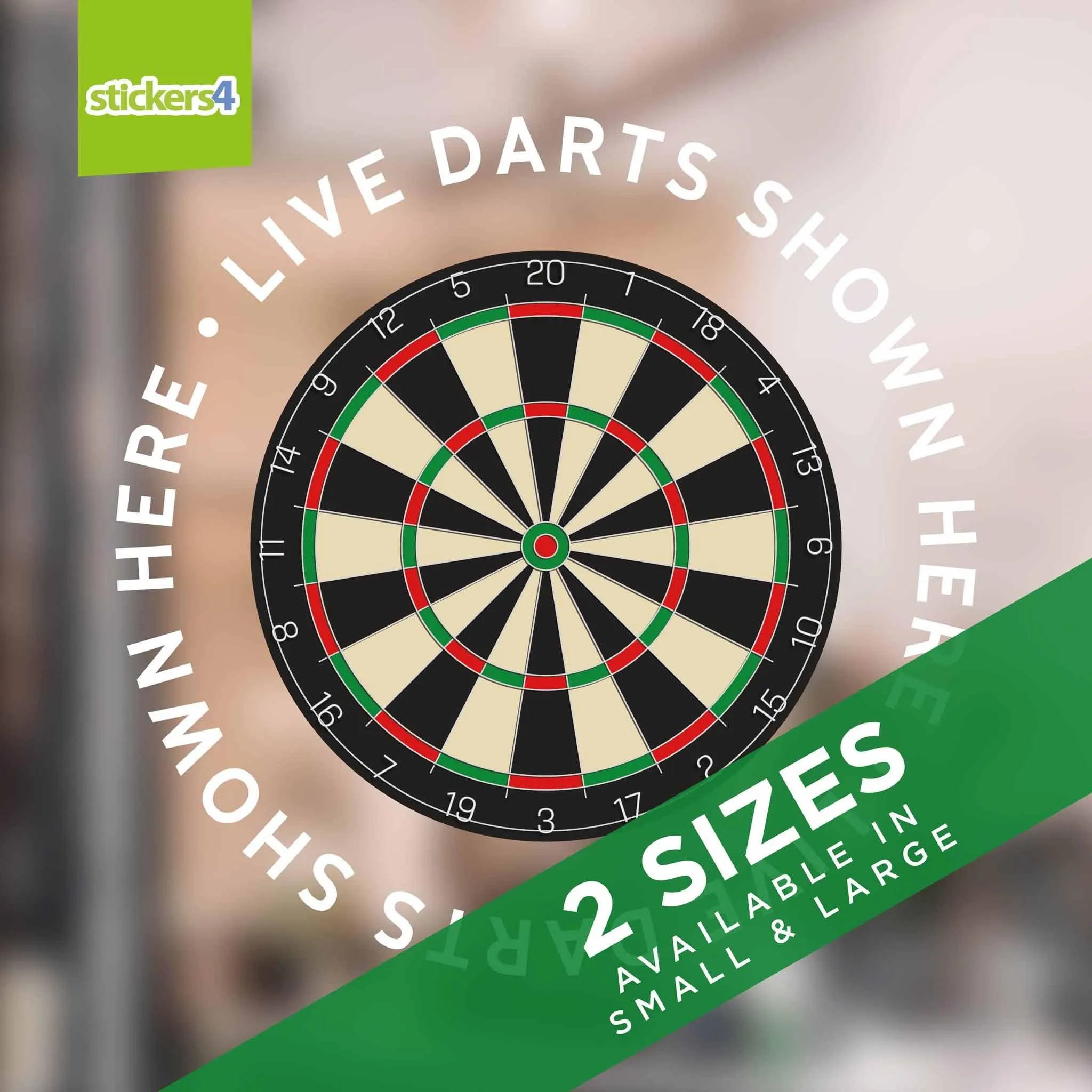 "Live Darts Shown Here" Roundel Window Sticker