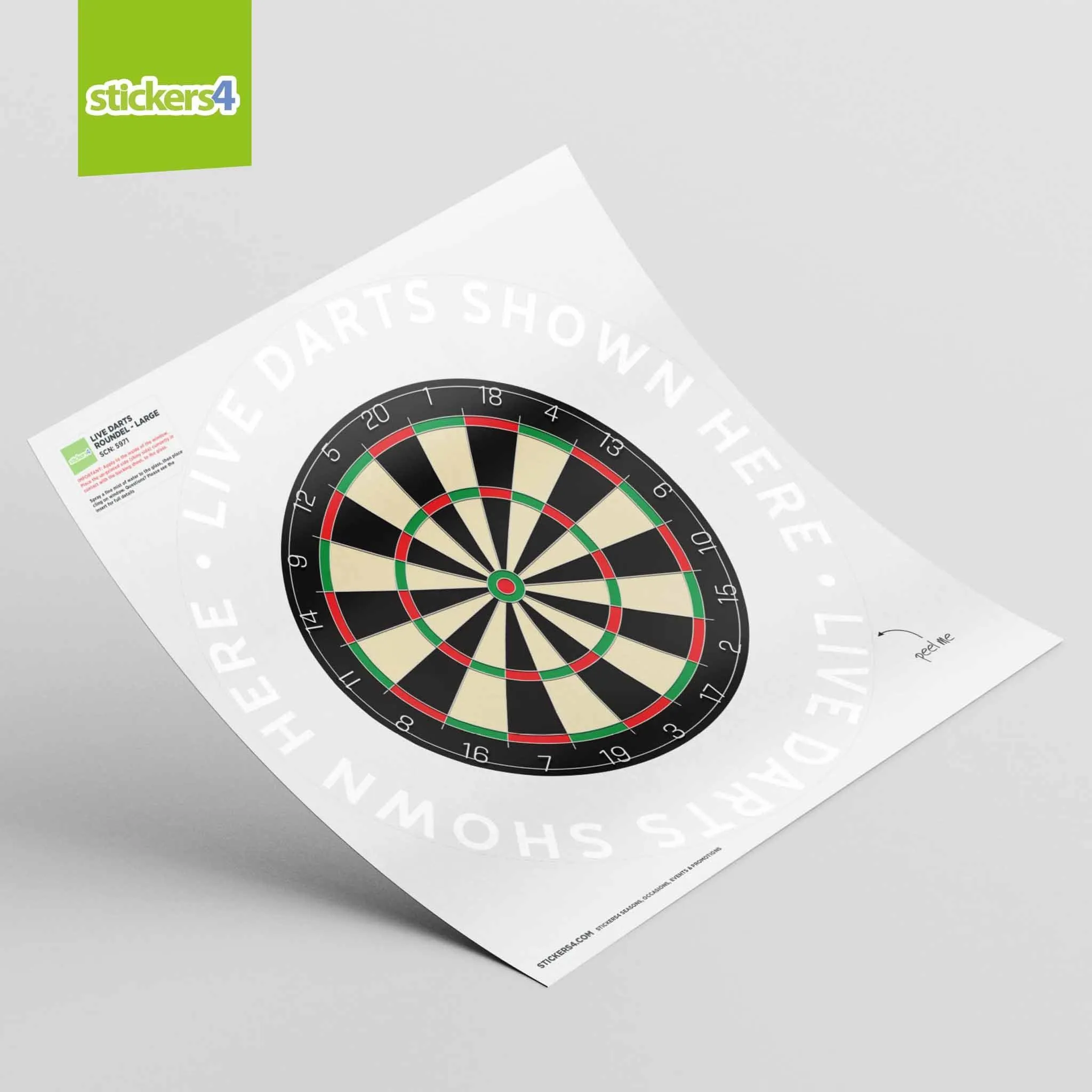 "Live Darts Shown Here" Roundel Window Sticker