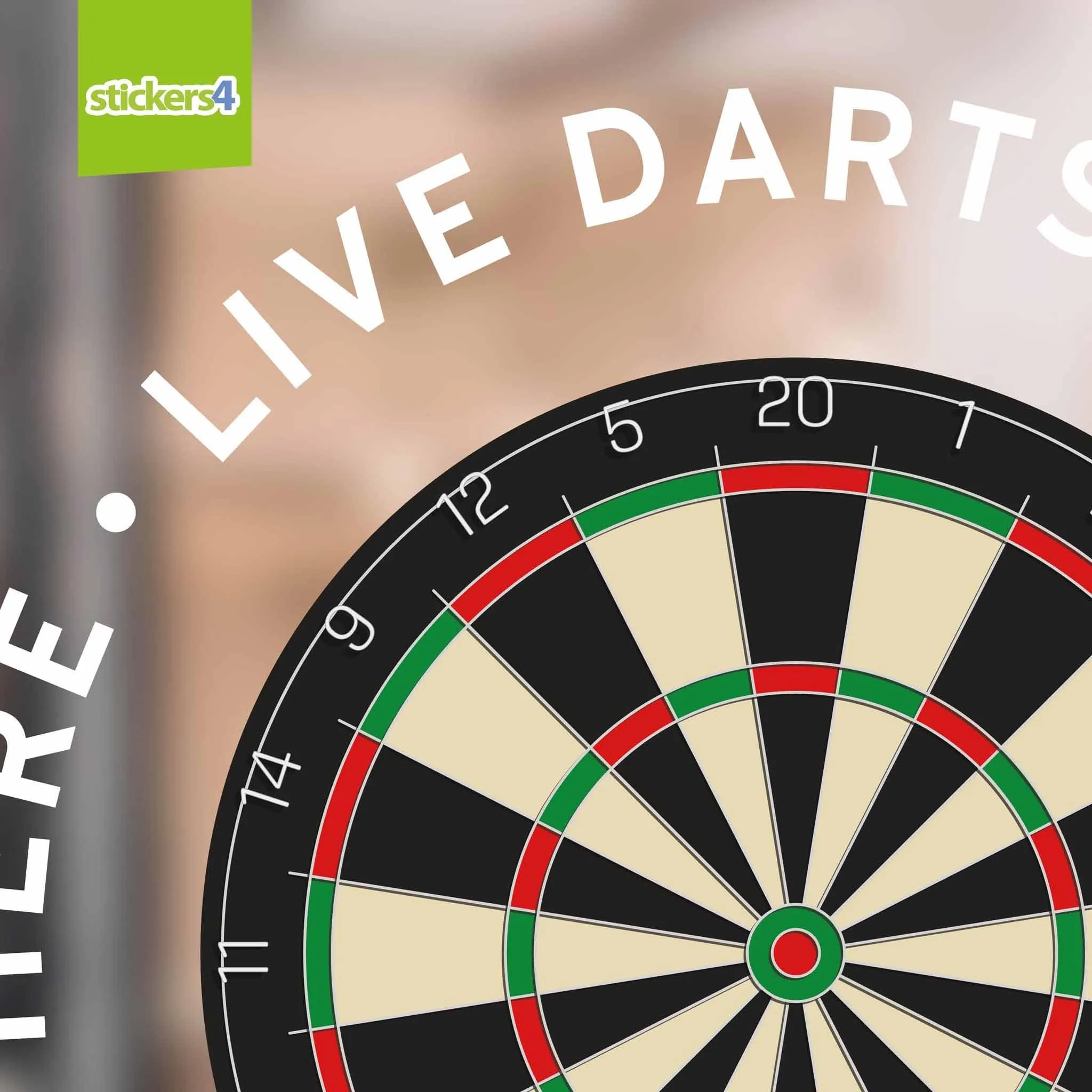 "Live Darts Shown Here" Roundel Window Sticker